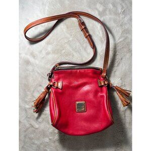 Dooney & Bourke Red Leather Crossbody Bag W/ Tassels Adjustable Strap Boutique